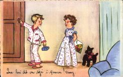 Fantasia - ninos - ilustracion - ninos lindos del litte - perro - perro - CPA