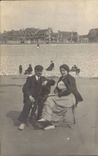 CARTE PHOTO Fantaisie - Couple relaxing - CPA 