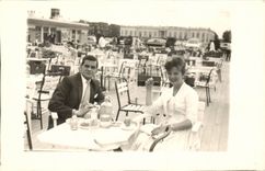CARTE PHOTO Fantaisie - Couple - lunch - restaurant - CPA 