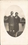 CARTE PHOTO Fantaisie - couple by lake - CPA 