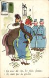 CPA Illustrateur Militaria Humor Ca says anything to you the p' tites women If but not the grosses