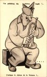 CPA Illustrator Militaria Humor Trumpet Tired Trumpet
