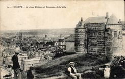 Castillo del viejo hombre de CPA Dieppe Le y panorama de la ciudad