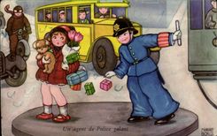 CPA Fantaisie Un agent de police galant Margrett Boriss