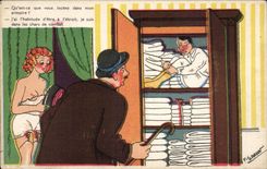 CPA Fantaisie Humour Illustrateur Qu'est ce que vous foutez dans mon armoire ? Spahn