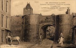 CPA Dieppe Library retrospective Collection according to the watercolours of Amedee Feret the door of the Bar