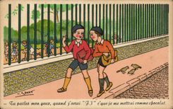 Chocolate de los colegiales de los ninos del ilustrador de la fantasia de CPA