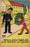 CPA Fantaisie Illustrateur Pierre Tyrere Agent Police Gendarme Policier