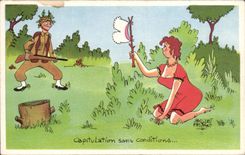 CPA Fantaisie Illustrateur Humour Militaria Capitulation sans condition Jacques Faizant