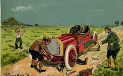 CPA Fantaisie Illustrateur Panadini Automobile