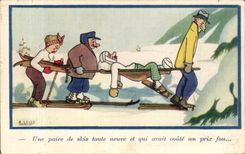 CPA Fantaisie Humour Une paire de skis toute neuve et qui avait coute un prix fou Lelly