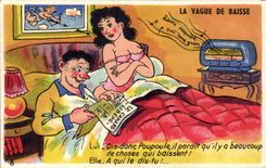 CPA Fantaisie Illustrateur Humour La vague de baisse Radio