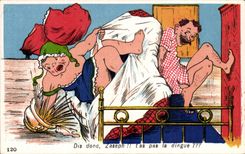 El humor del ilustrador de CPA Fantaisie dice asi Zaseph! ¿No esta a usted el nutcase???