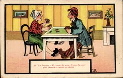 CPA Fantaisie Illustrateur Humour La joueuse de cartes