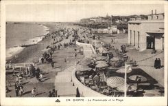 CPA Dieppe the walk and the beach