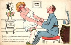 CPA Fantasy Militaria Humor Combien you for one night of happiness would take to me! Spahn