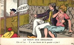 CPA Fantaisie Humour Le train des amoureux Savenay 