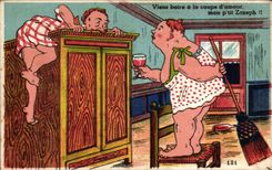 Humour - Illustration - Viens boire a la coupe d'amour - CPA 