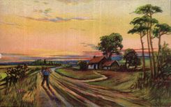 Arts - Fields and farmhouse - CPA 