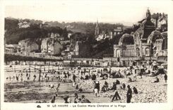 Le Havre el casino Marie Christine y la playa - CPA