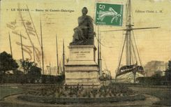 Le Havre - estatua de Casimiro Delavigne - CPA