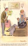 Humour - Illustration - Je viens monsieur vous demander la main de votre fille - CPA 