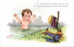 Fantasia - ninos - humor - ilustracion - Hey como la parte posterior! ¡Usted no puede usar mis pantalones!  - CPA