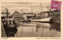 CPA Le Havre Basin commercial and place Gambetta Honfleur Boat