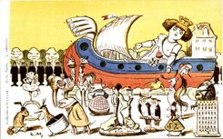 CPSM Fantaisie Paris Bateau Cochon Pig 