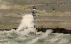 Le Havre el - un dia de tormenta - linterna lanzada - faro - CPA