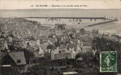 Le Havre - panorama y el entrar de las noticias del puerto - CPA