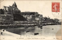 Treport - the Church Saint Jacques and the Port - CPA