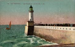 CPA Treport Le headlight y el embarcadero del faro
