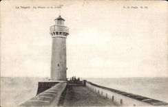 CPA Treport Le headlight y el embarcadero del faro