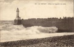Efectos de CPA Treport de ondas al faro del faro del embarcadero