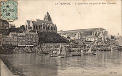 CPA Treport antes del puerto visto del puente rotatorio