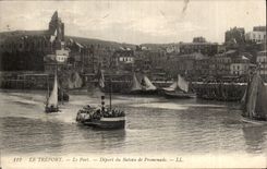 CPA Treport Le port Departure del barco de la caminata