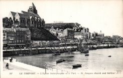 CPA Treport el santo Jacques de la iglesia y el puerto