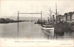 CPA Rouen Le quay of the Stock Exchange and the transporter bridge