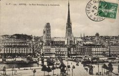 CPA Rouen Le bridge Boieldieu and the cathedral