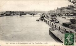 CPA Rouen Le quay of Paris and the transporter bridge