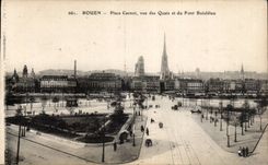 CPA Rouen Places Carnot seen of the quays and the Boieldieu Bridge