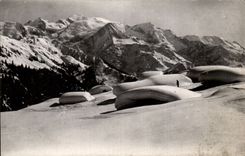 CPSM Collar of Aravis Winter sports Country cottages under snow and Mont Blanc