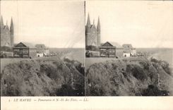 Le Havre - panorama y Notre Dame de las inundaciones - CPA