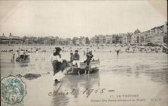 Treport - barco de los banos que aguardan la marea - CPA