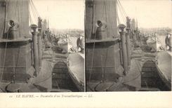Le Havre - pasarela de una silla de cubierta - carta estereoscopica - CPA