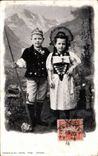 Fantasia suiza - ninos - trajes - folkore - CPA
