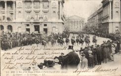CPA Paris Le roi et la reine d'Italie a Paris 14 18 octobre 1903 le depart le cortege Place de la Concorde 