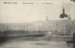 Raw CPA Paris of the Seine Bridge of the Carousel January 27th  1910