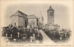 CPA Environs de Cherbourg L'eglise de Querqueville et la chapelle Saint Germain 